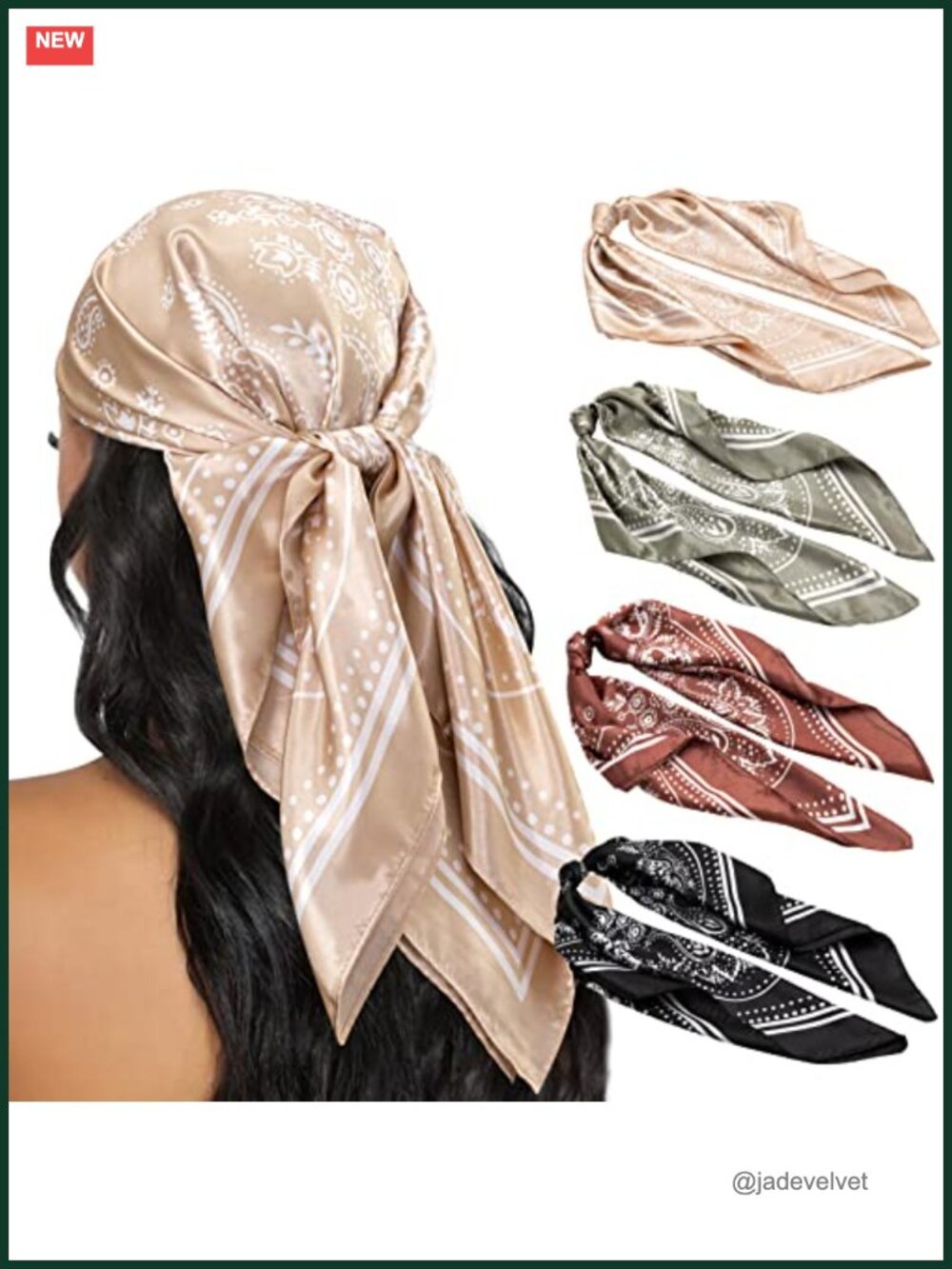 4x Satin Hair Scarf for Women 35" Silk Feel Fashion Scarf